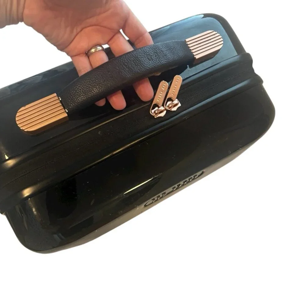 TED BAKER Vanity Case Luggage Travel Black Floral Garden Zipper - Picture 7 of 16